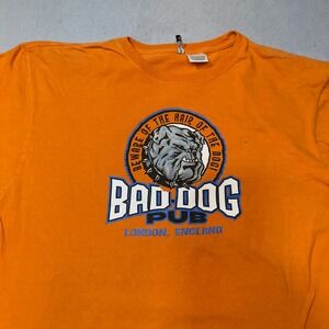 Joe Boxer Mens XL Orange Bad Dog Pub London Long Sleeve Graphic T-Shirt Cotton